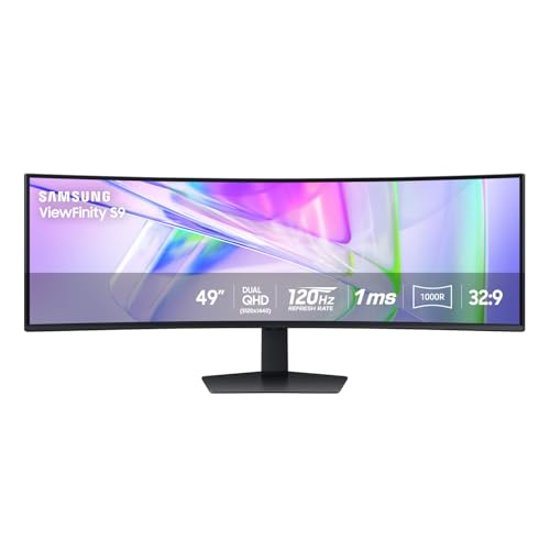 49" Curved Ultrawide Dual QHD Computer Monitor, USB-C, DisplayPort, HDMI, 120Hz, Height Adjustable Stand Z9644