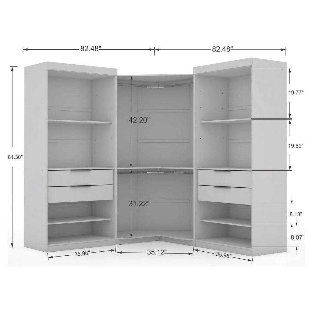 White 4 Drawer Corner Wardrobe Set of 3 G908334