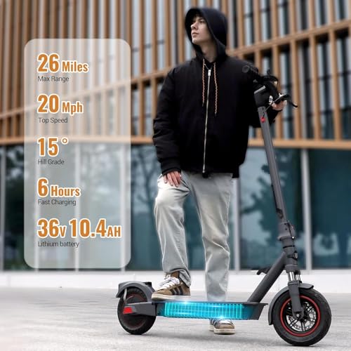 Electric Scooter with 10" Tires, 600W Peak Motor, 22 MPH Speed, 30 Miles Range, Dual Brakes, LCD Display X4914