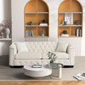 Beige Velvet 3-Seater Sofa with 2 Pillows S5464