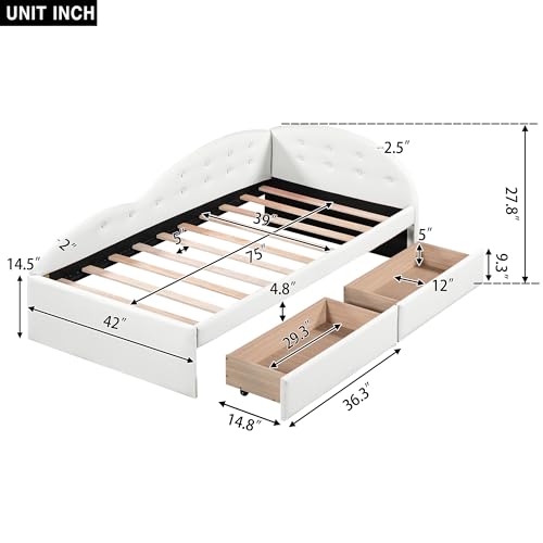 Gray Velvet Twin Size Daybed with Storage Drawers D474