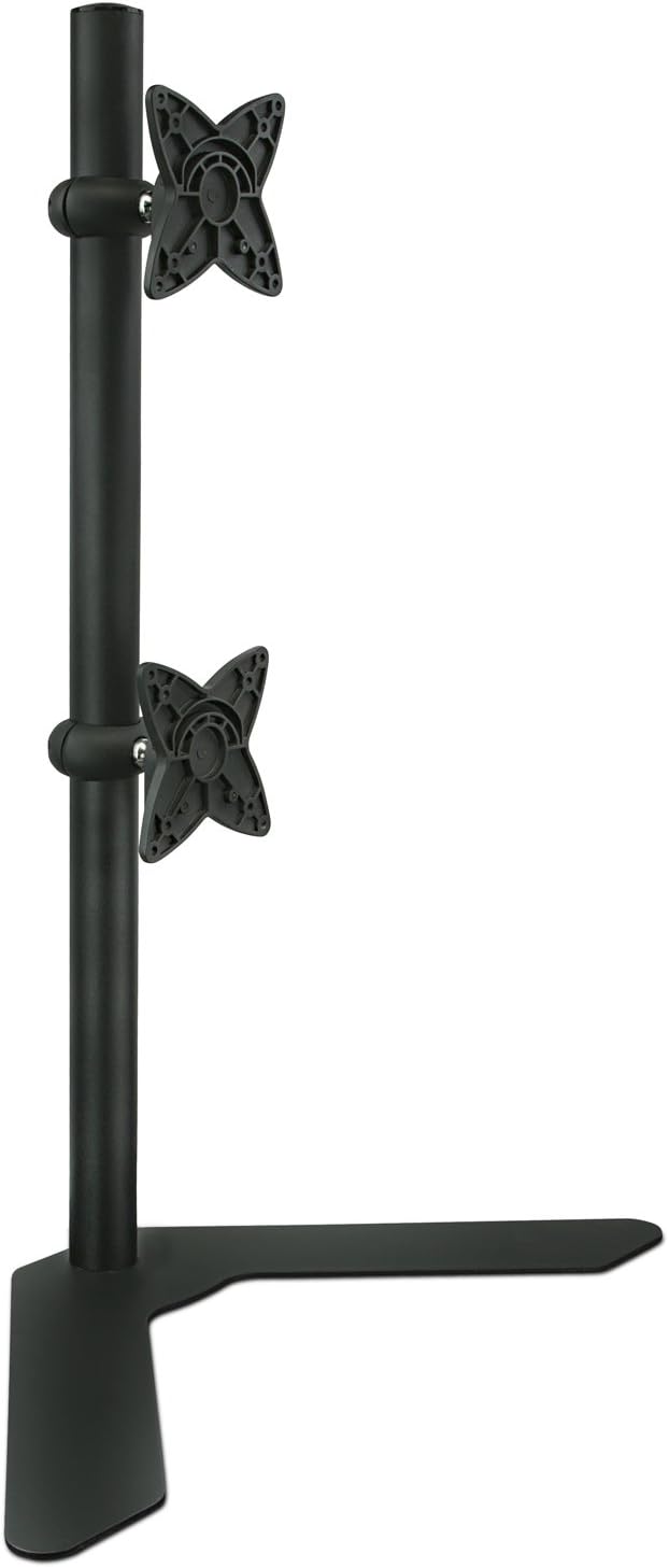 Dual Monitor Stand Vertical Stack Free Standing Desk Mount Adjustable Height Black B5598