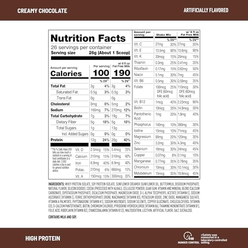 Vanilla Cream High Protein Meal Replacement Powder, 26 Servings, 1.53 Pounds K892131