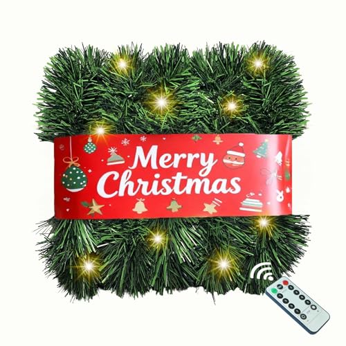 30 Feet 50 LED Battery Operated Pre-Lit Green Garland M3497