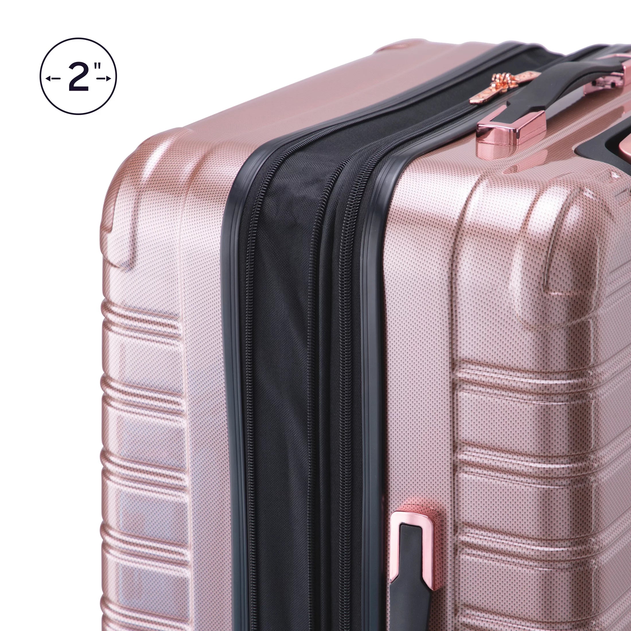 3 Piece Hardside Luggage Set, 20" Carry-on, 24" and 28" Checked, Rose Gold R1993