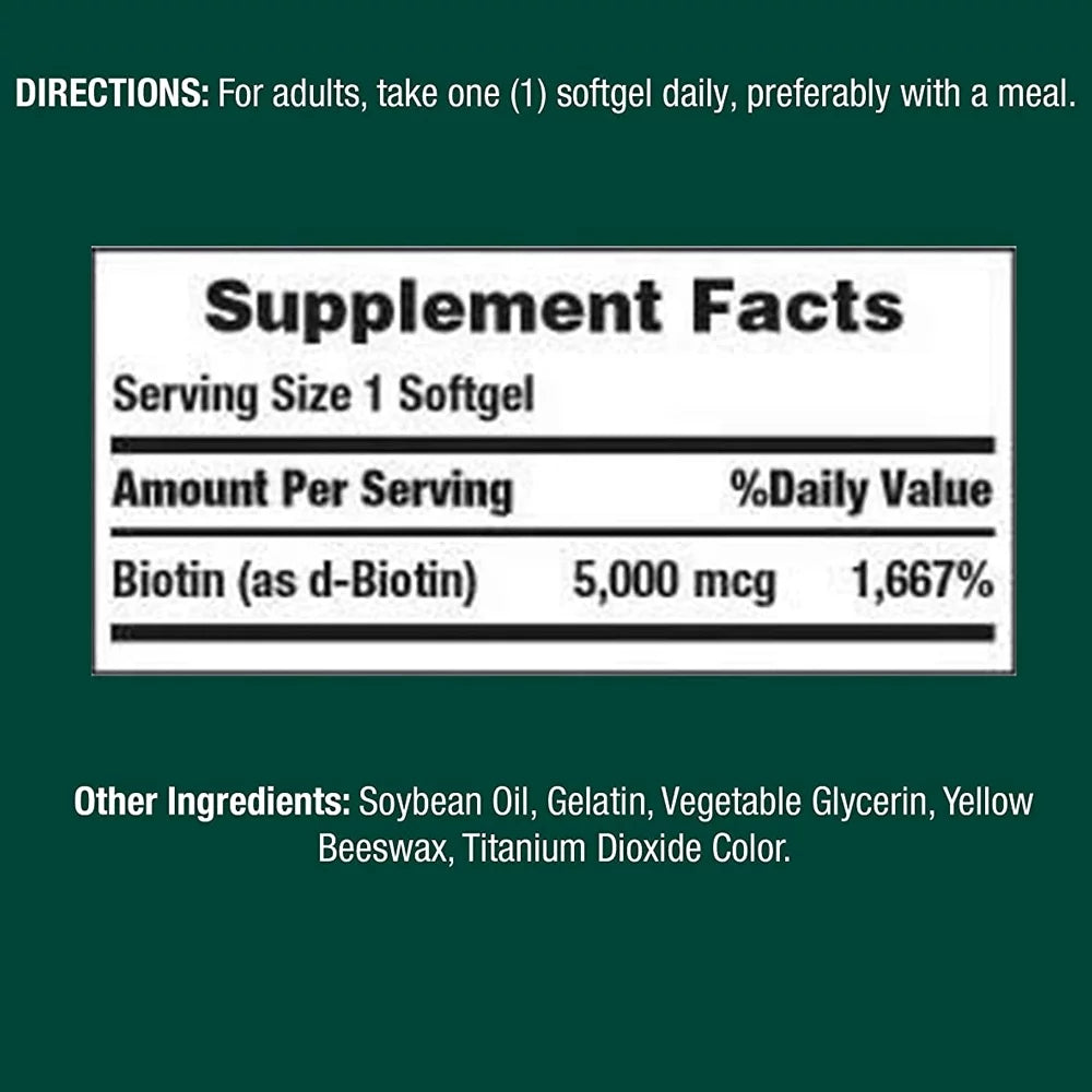 5000 mcg Biotin Vitamin Supplement Softgels Pack of 3 K571354