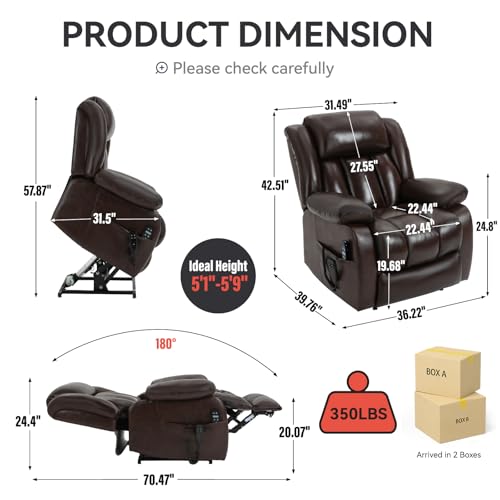 Black Leather Dual Motor Power Lift Recliner Chair L73368