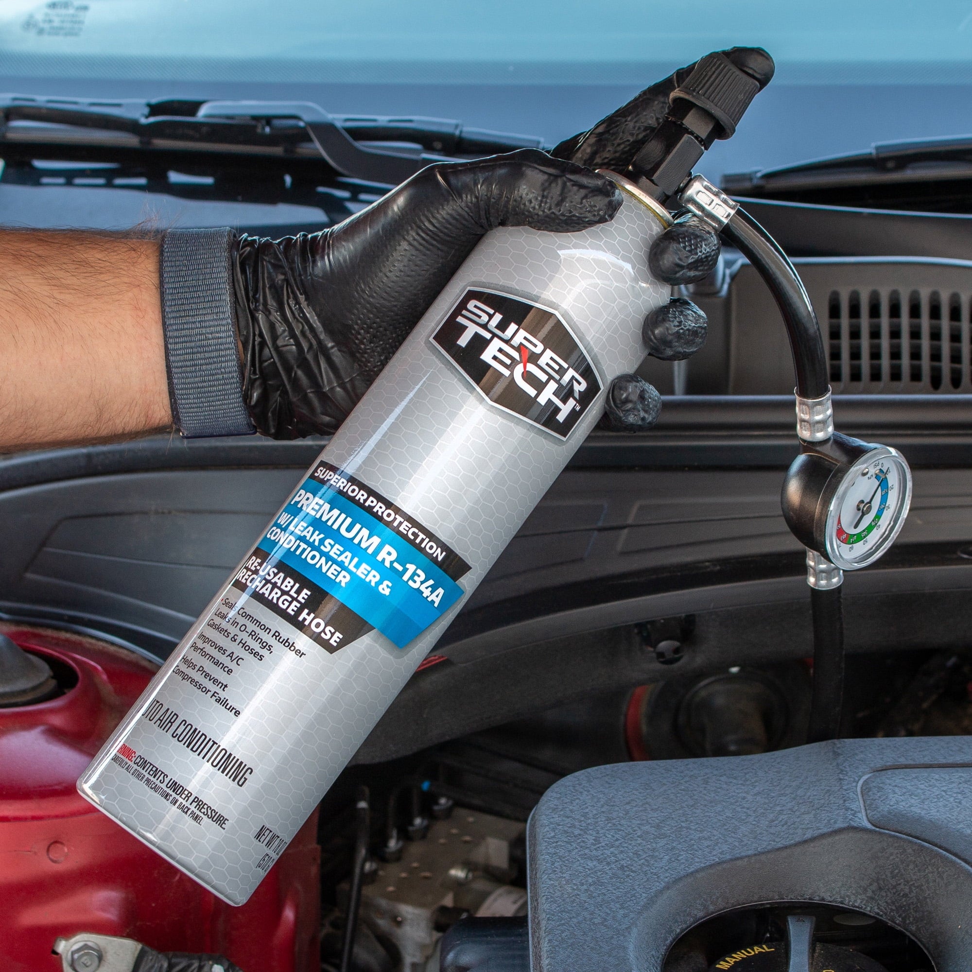 18 oz Automotive Refrigerant with Reusable Hose and Gauge N77625