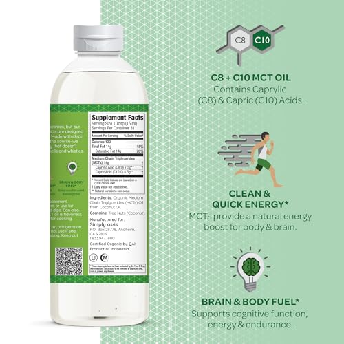 Organic MCT Oil C8 & C10 Unflavored 40 fl oz H158