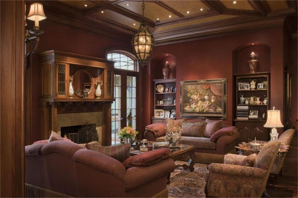 12x8ft Luxury Couch Sofa Photography Backdrop Vintage Fireplace Classic Interior H35042