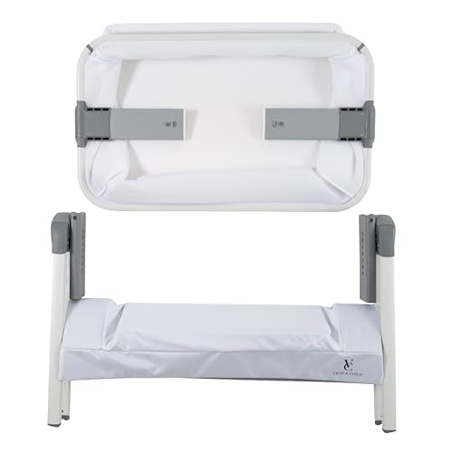 Grey Bedside Crib Bassinet with Travel Bag and Removable Compressed Cotton Mattress M3155