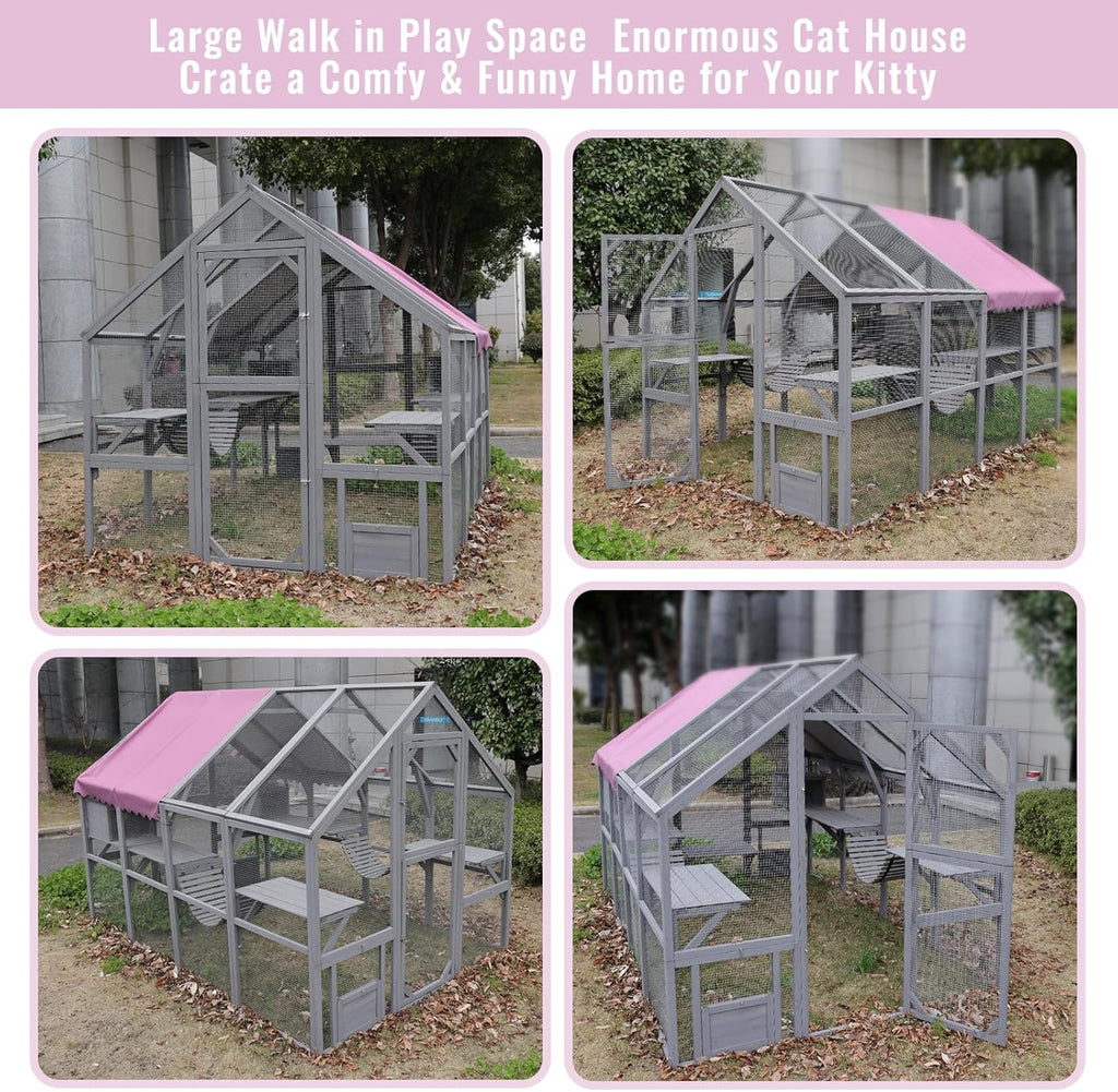 Large Catio Outdoor Cat Enclosure with Waterproof Roof E2999
