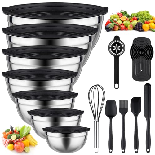 26 PCS Stainless Steel Nesting Black Mixing Bowls Set Y300531