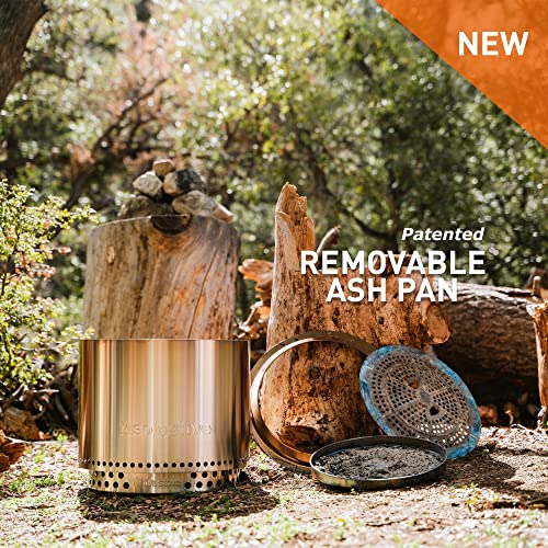 Portable Smokeless Fire Pit with Stand, Woktop & Hub, Stainless Steel/Cast Iron, 22in x 14.25in T675899