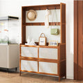 Bamboo Hall Tree with Shoe Storage, 14 Shoe Cubbies, 8 Coat Hooks, Rustic Brown S36359