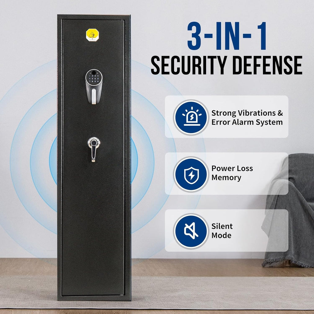 6 Long Gun Safe with Keys Keypad Wall Mount N47565