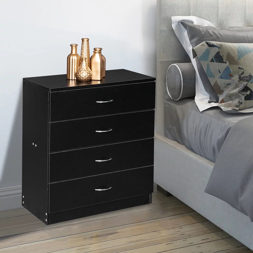 Black 4-Drawer MDF Wood Dresser B42038