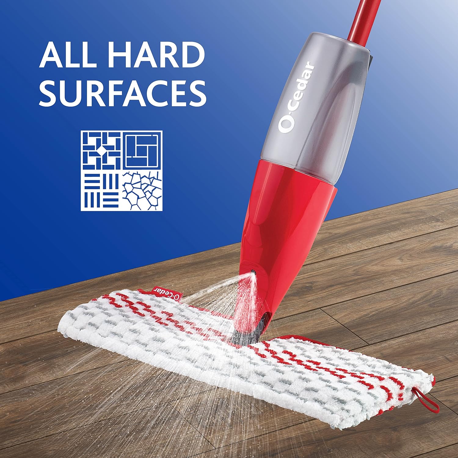 Red Microfiber Spray Mop with 4 Extra Refills Z798473