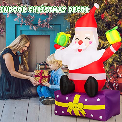 Inflatable Santa Claus with Gift Boxes LED Lights Yard Decor J288