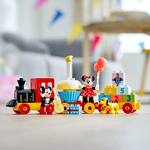 Mickey & Minnie Mouse Birthday Train Building Toy with Number Bricks, Cake and Balloons, for Ages 2+ V698