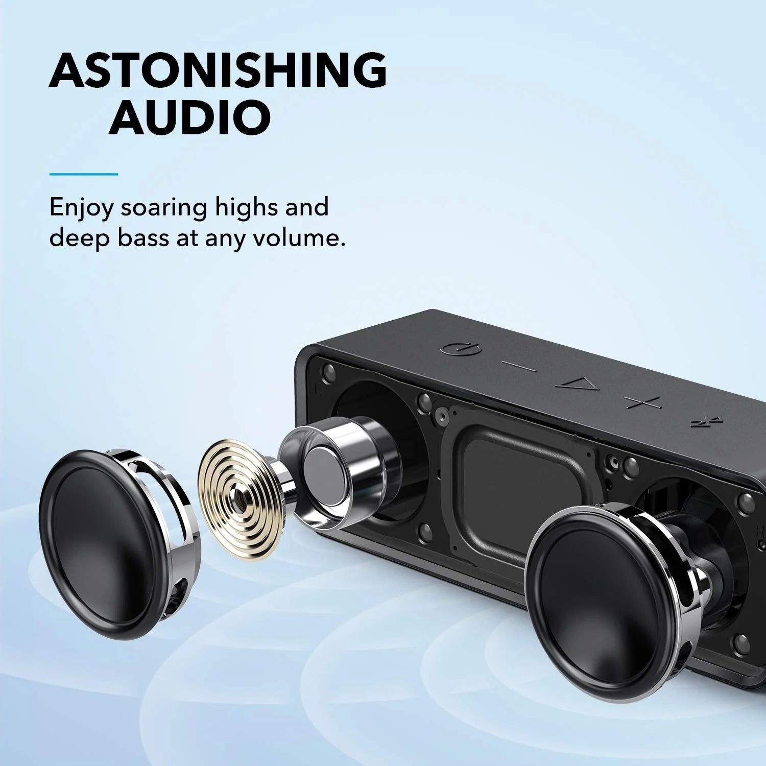 Black Portable Bluetooth Speaker Waterproof 24H Playtime Q108843