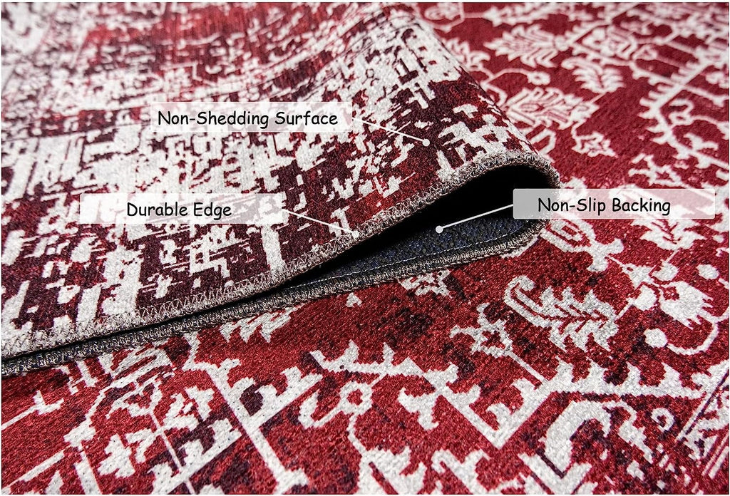 Washable Area Rug Low Profile Persian Runner Anti Slip Backing Foldable Carpet S25185