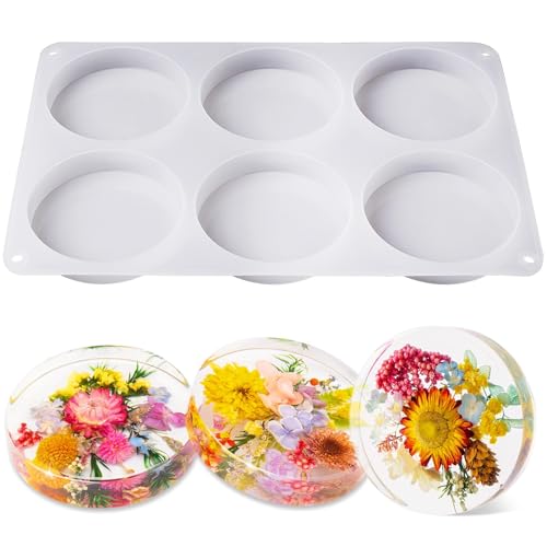 Large 6 Cavity Round Silicone Coaster Molds C25623