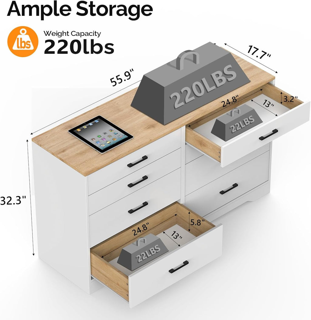 White 8 Drawer Wood Dresser L4277