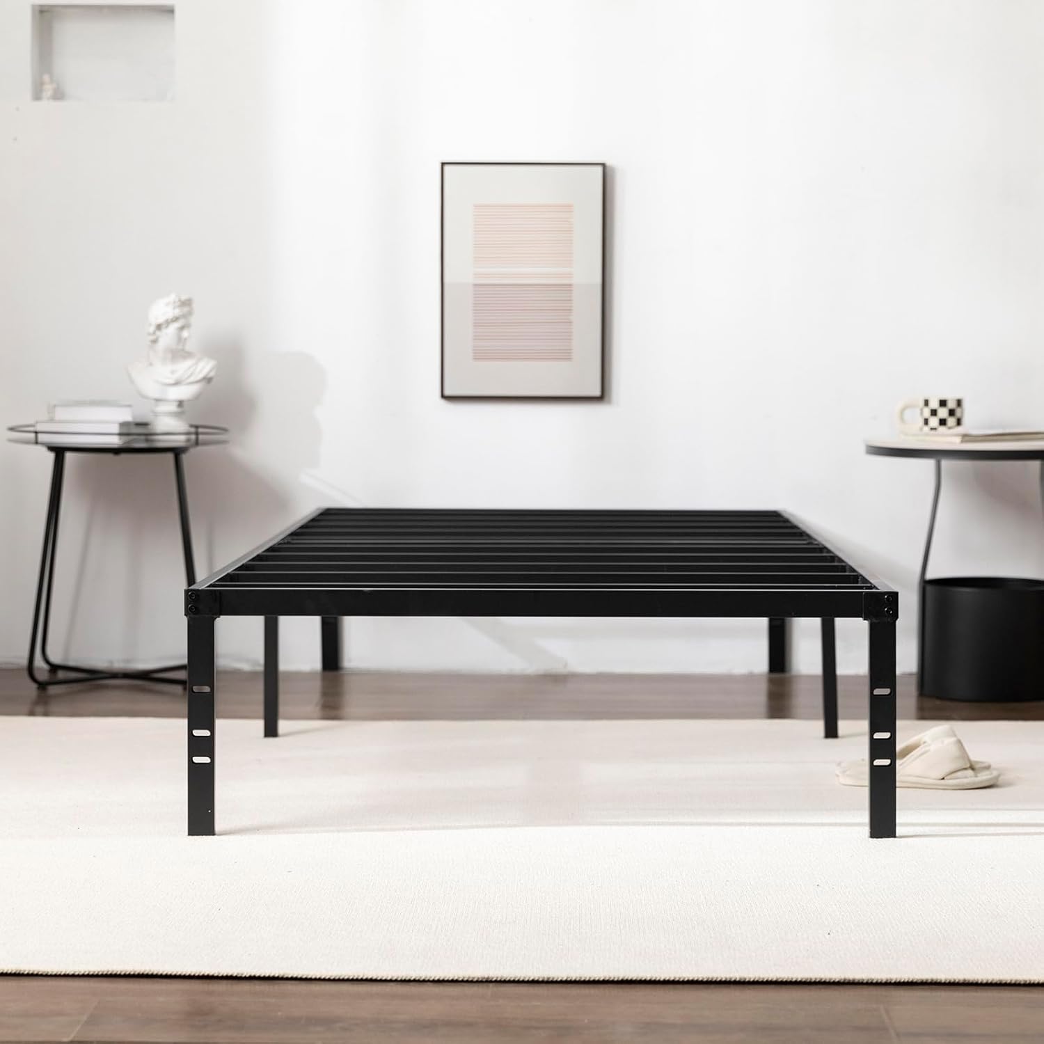 Twin XL Metal Platform Bed Frame with Storage Space Under Frame, Black X4389