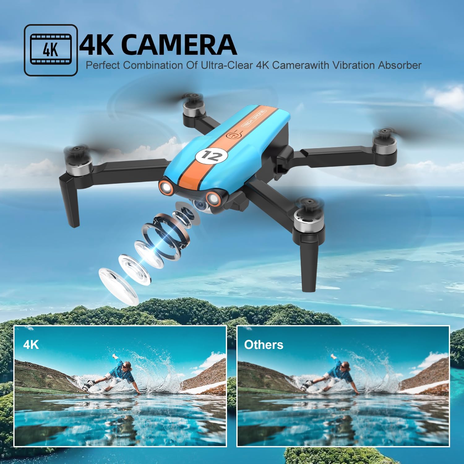 Drone with 4K Camera, Foldable, Less than 249g, 26 Mins Flight Time, Brushless Motor, Altitude Hold, 2 Batteries W801881