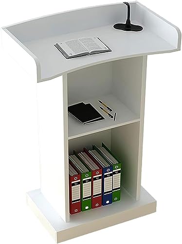 Wood Stand Floor Standing Podium with Storage Shelf O176934
