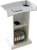 Wood Stand Floor Standing Podium with Storage Shelf O176934