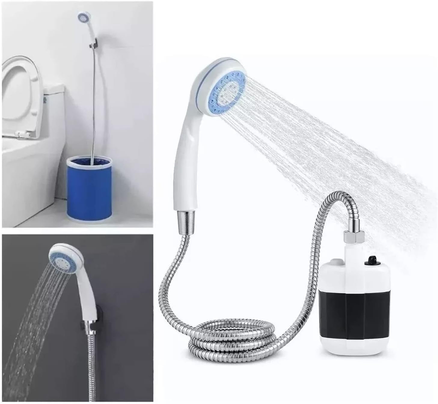 Portable Electric Shower with Battery Powered Pump Shower Head Nozzle S28146