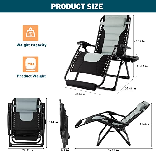 Oversized XL Padded Recliner Patio Lounge Chair with Headrest, Cup Holder & Foot Pad B675831