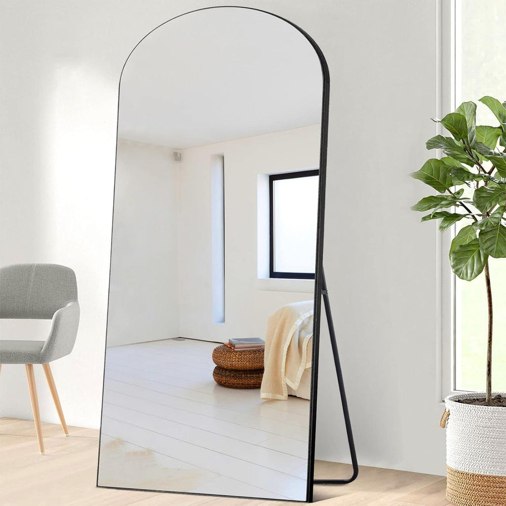 71''x31'' Black Arched Floor Mirror J9188