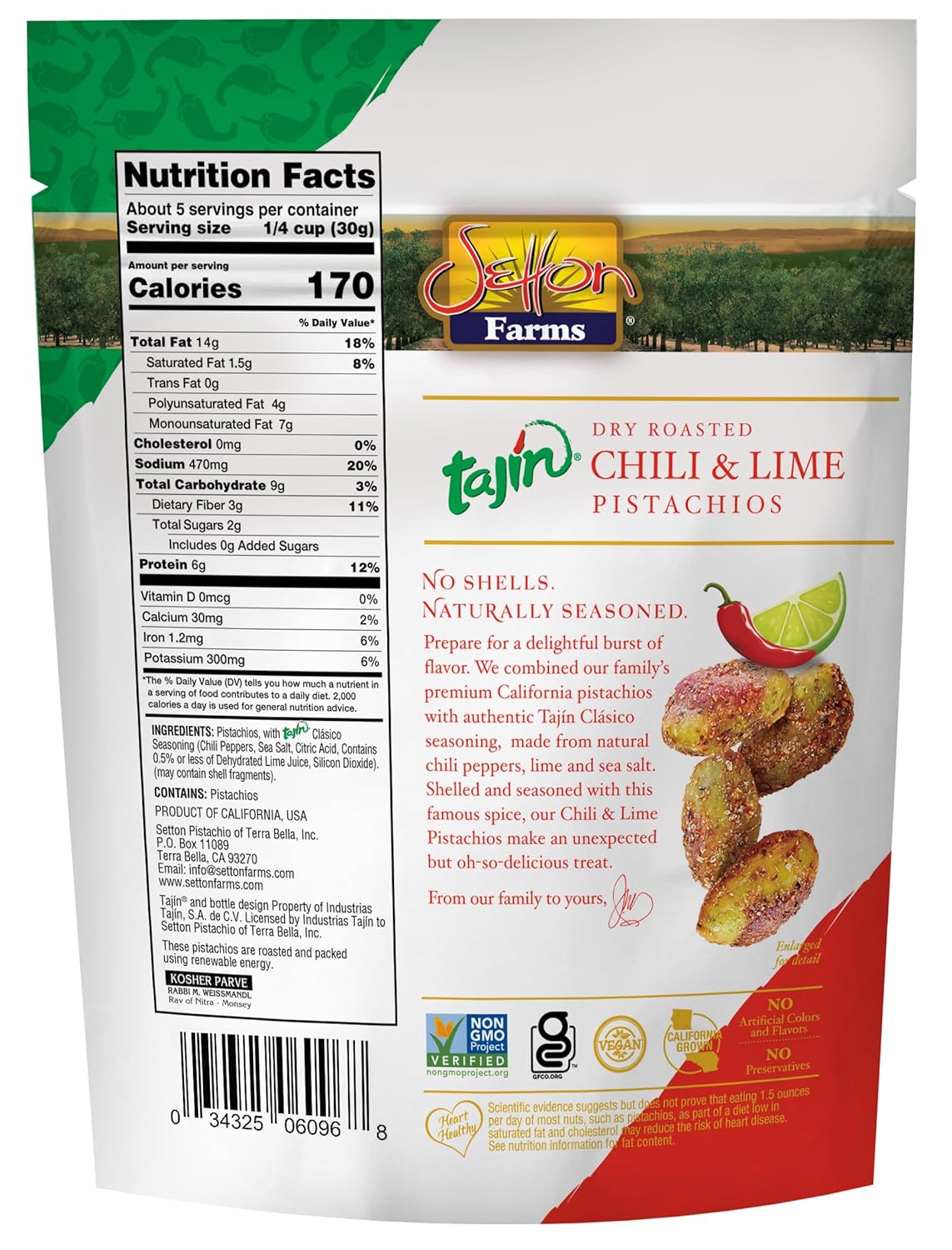 Tajin Seasoned Pistachio Kernels, 5 Oz. Bag S75815