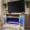 Antique White Fireplace TV Stand with Storage Drawers & Cabinets L710