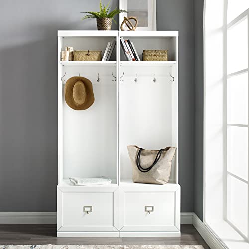White 2-Piece Entryway Set with 2 Hall Trees K351