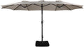 Beige 15ft Rectangular Outdoor Patio Umbrella with Hand-Crank Lift G70059