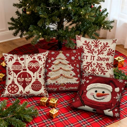 Christmas Throw Pillow Covers 18X18 Set of 4 R757