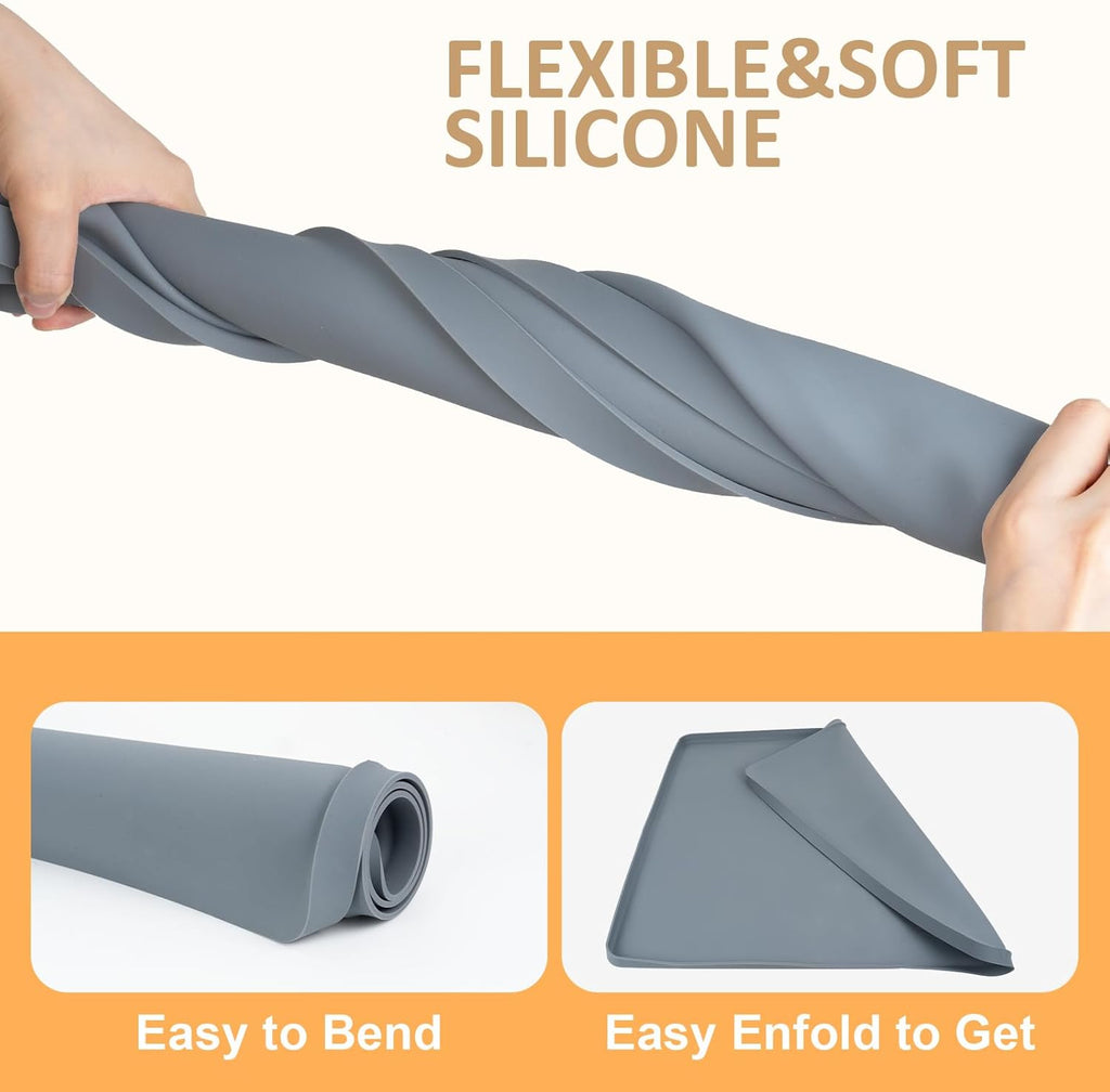 Grey Silicone Rubber Washer Dryer Top Protector Mat Z126132