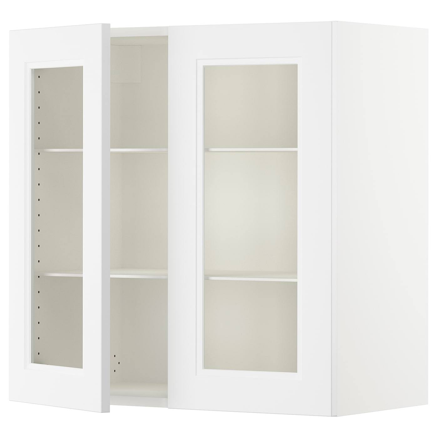 White 30x15x30 Wall Cabinet with 2 Glass Doors R1841