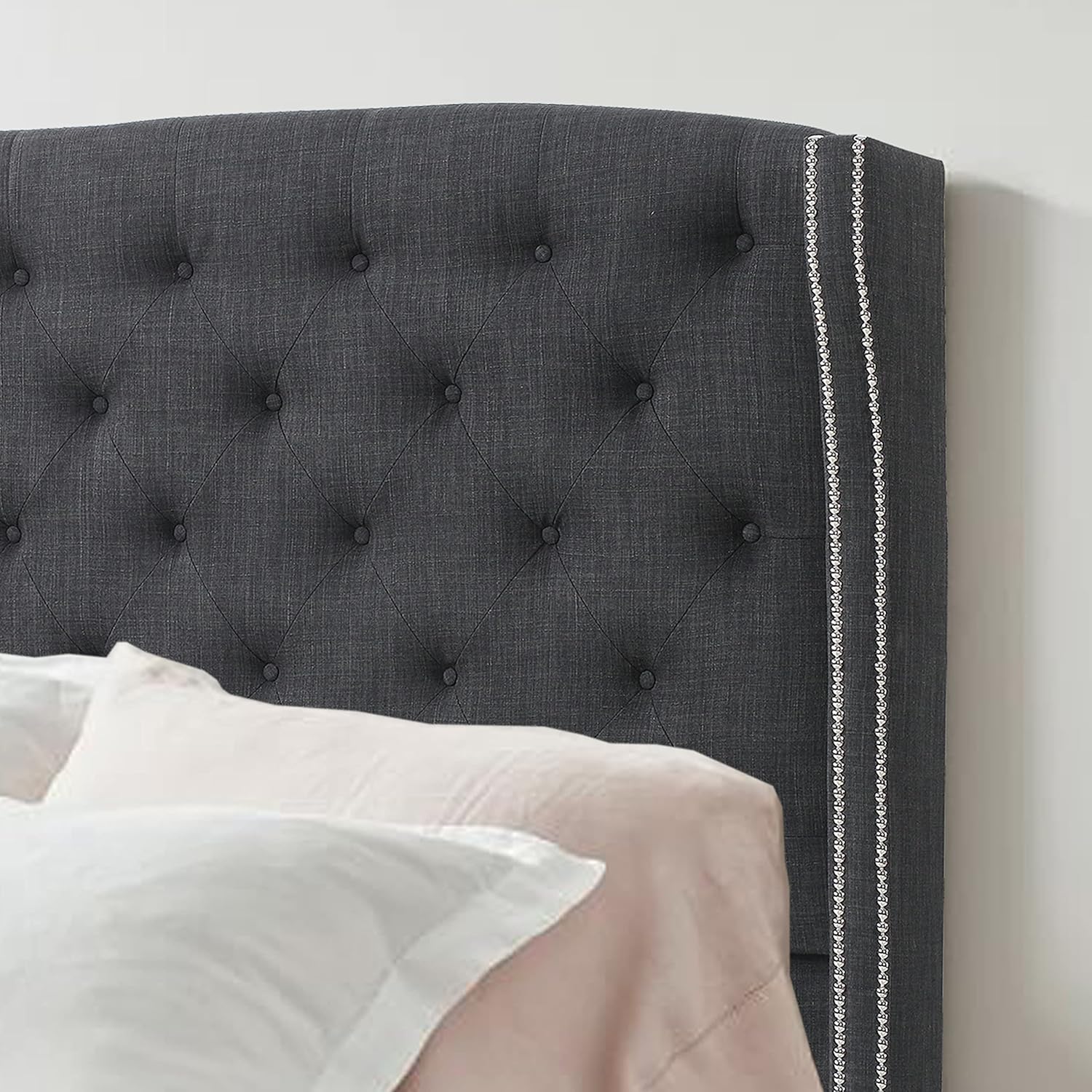 Charcoal Upholstered Wingback Headboard, Full P50267