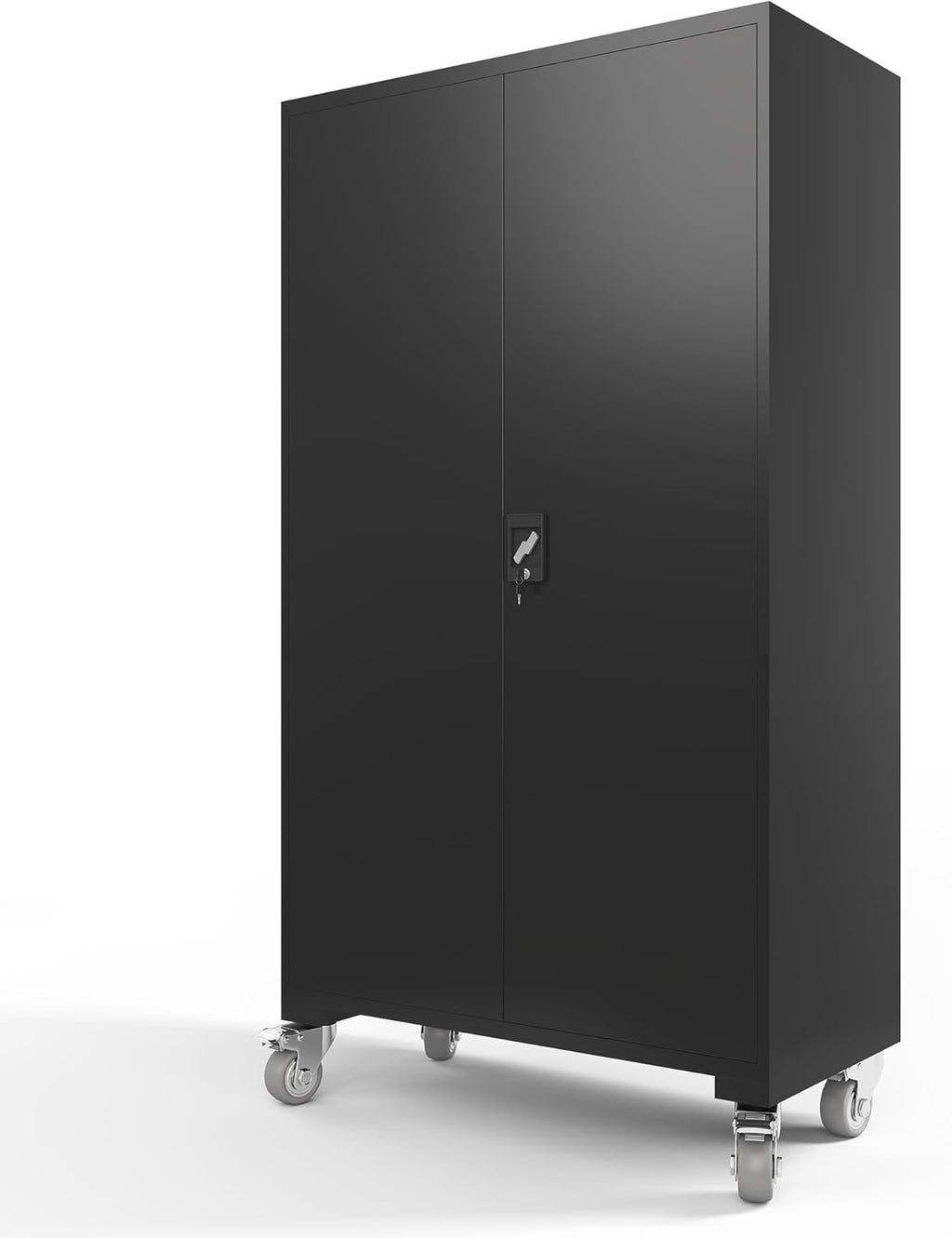Black 72 Inch Metal Storage Cabinet with 4 Adjustable Shelves J307524
