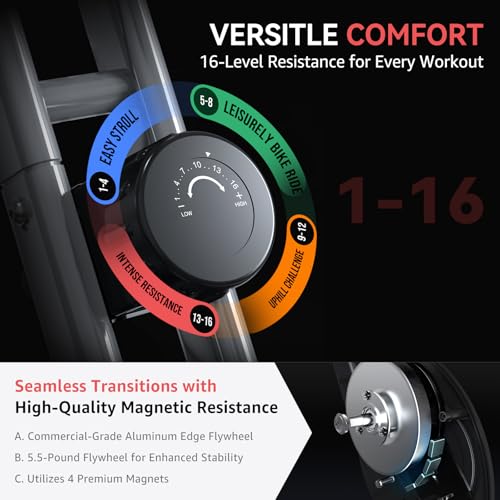 5 IN 1 Foldable Exercise Bike with 16-Level Magnetic Resistance X183383