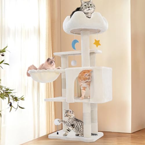 White 40'' Cat Tree Tower with Scratching Post G499