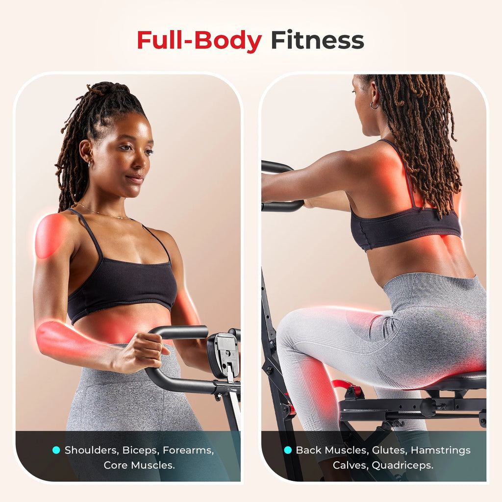 Smart Upright Row-N-Ride Exerciser, Squat Assist Trainer with Adjustable Resistance, Foldable F8828