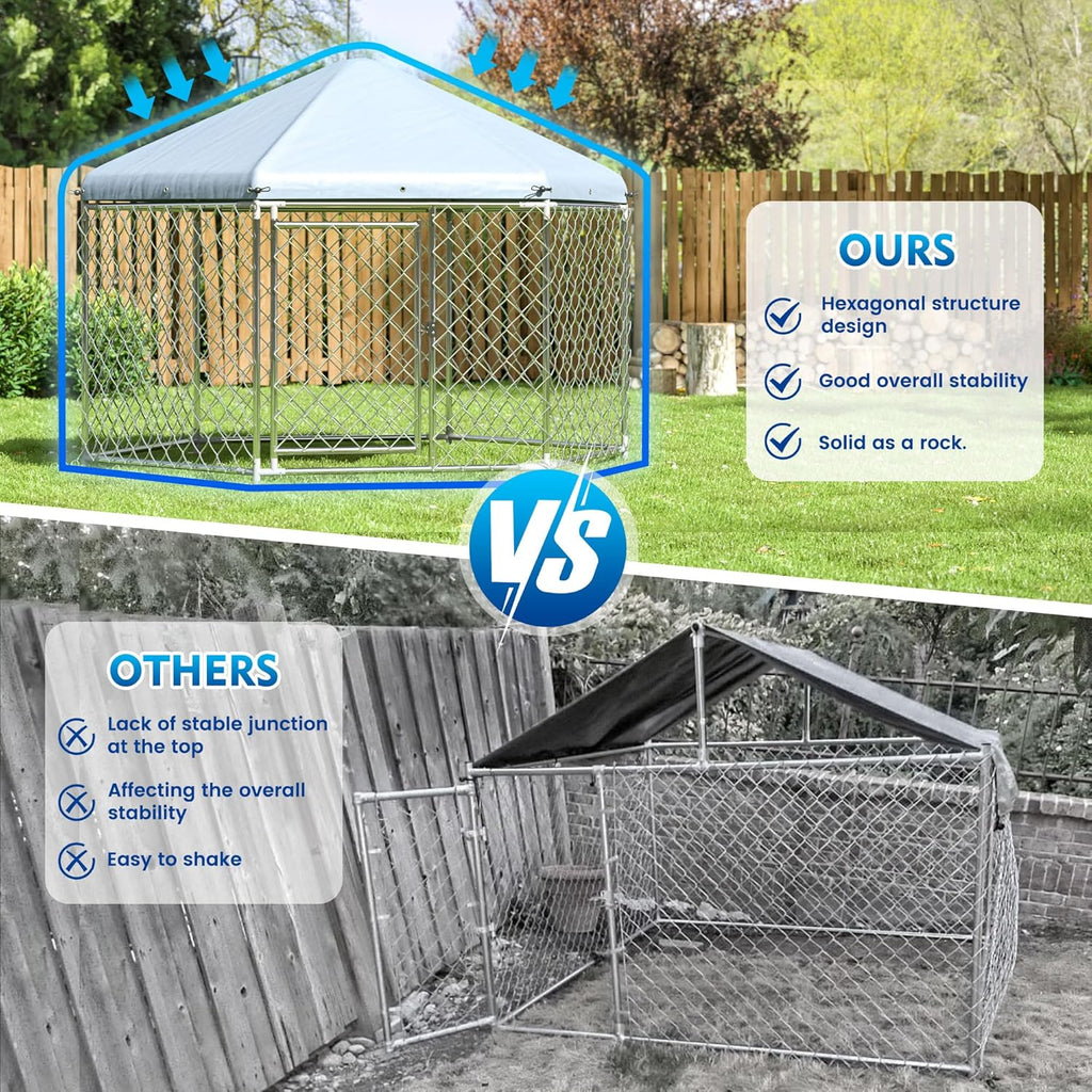 Large Dog Kennel with Roof and Metal Gate E41190