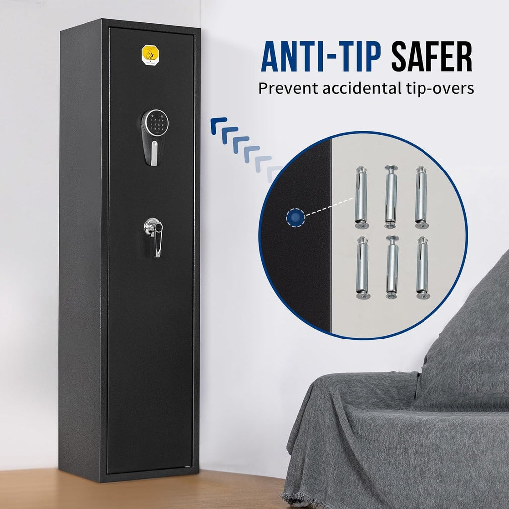 6 Long Gun Safe with Keys Keypad Wall Mount N47565