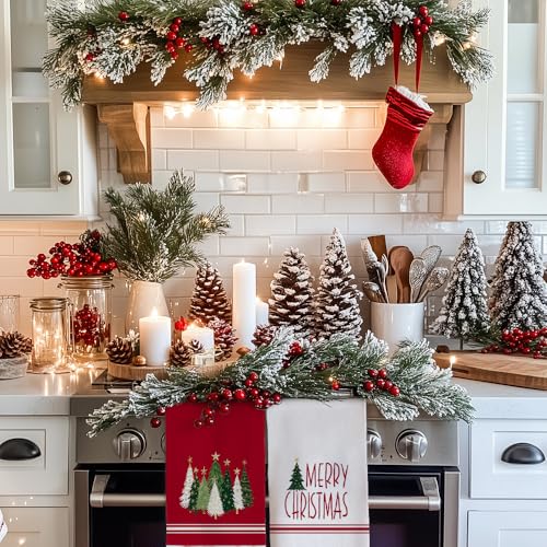 Red Xmas Tree Kitchen Towels Set of 2 H5259